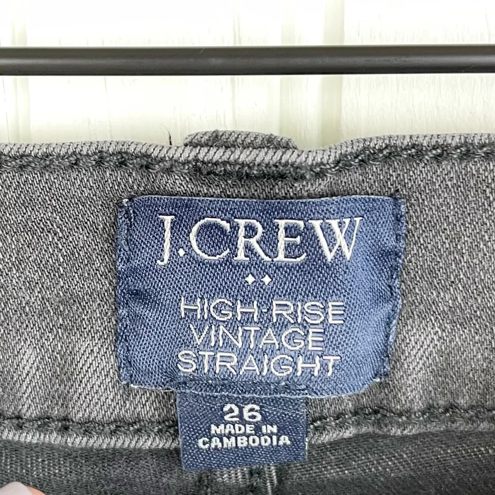 J. Crew Vintage Straight Jean with Cut Hem in Asphalt Wash Black AS171 Size 26